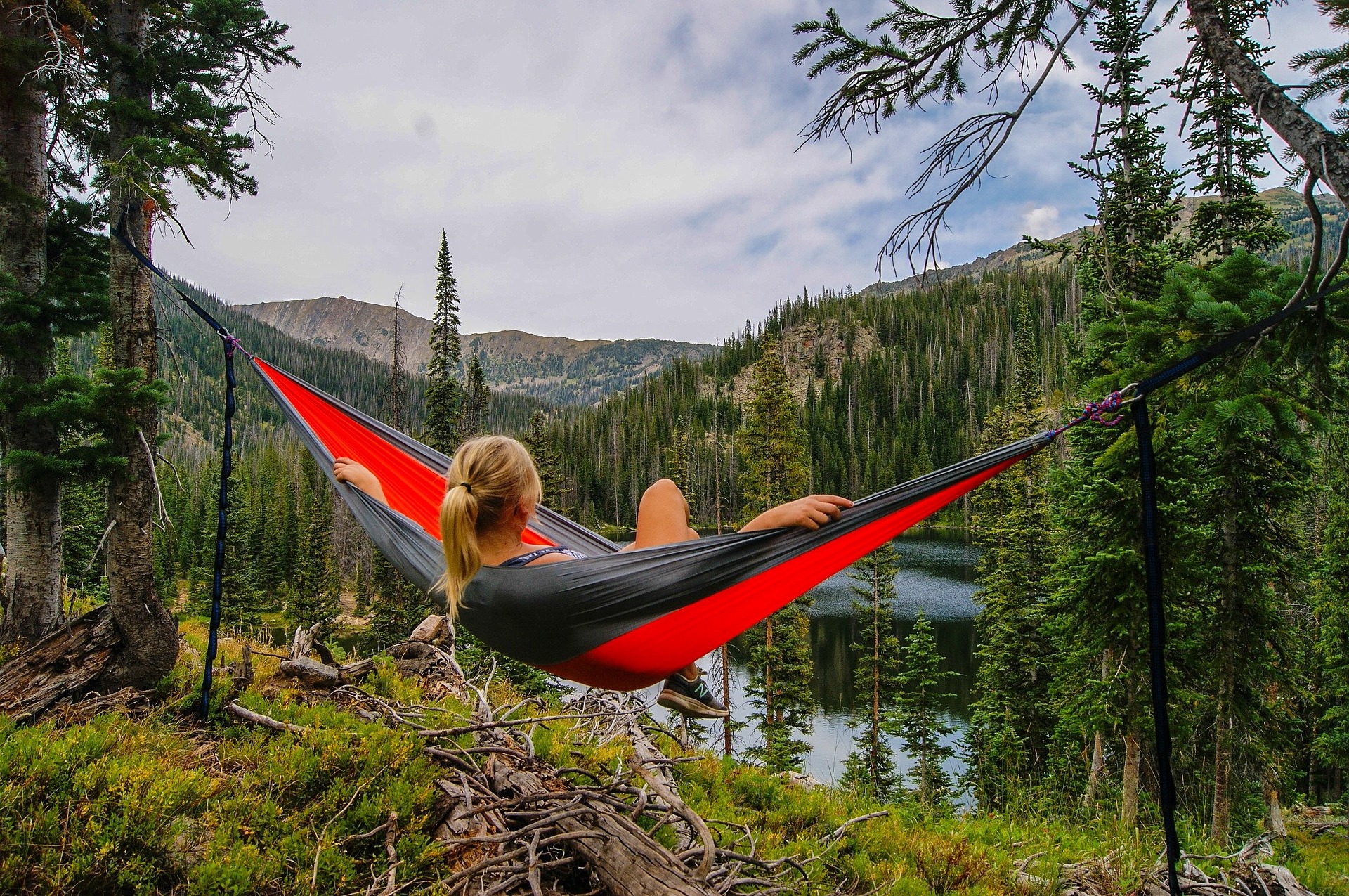 hammocking in woods